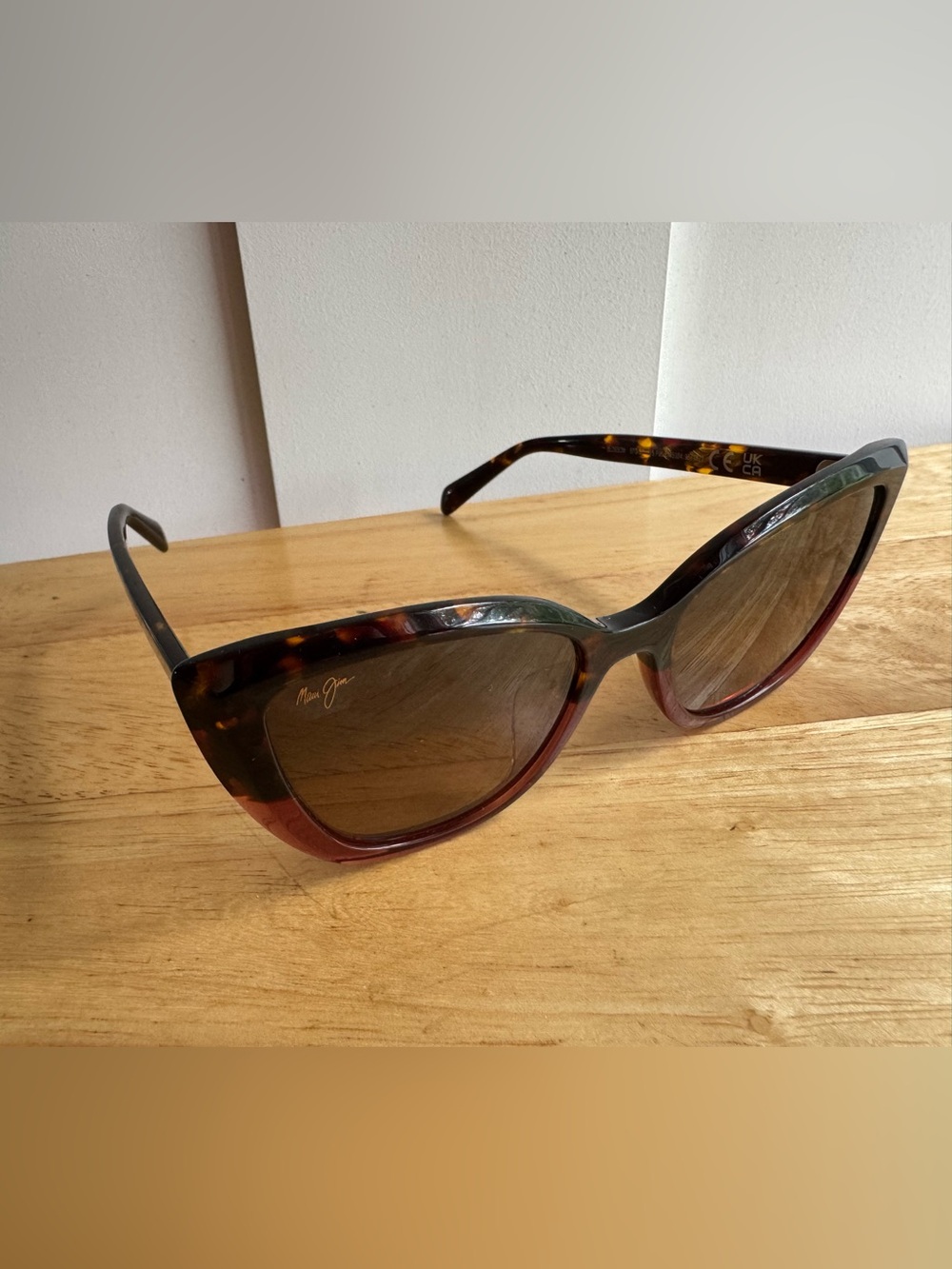 Maui Jim Blossom MJ892-10 Polarized Cat Eye Sunglasses Havana Peach Bronze Case - Picture 6 of 13